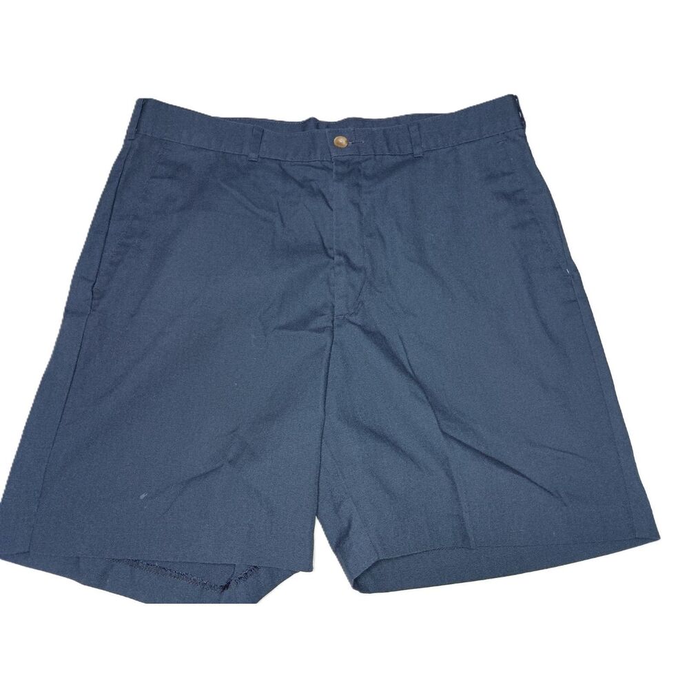 HAGGAR: Navy Flat Front Zip Up Dress Shorts, Men's Size 34